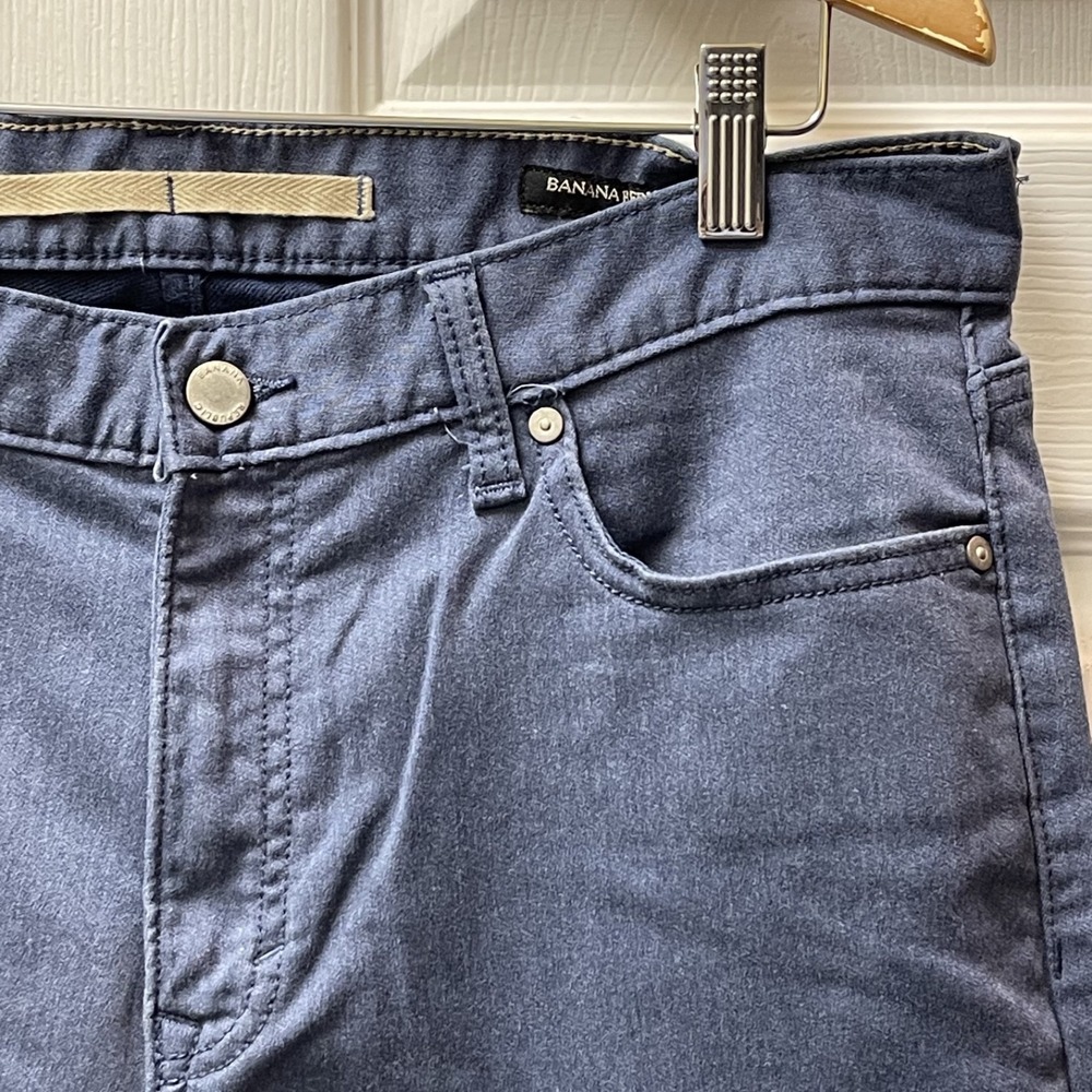 Banana Republic Traveler Pants Men's 35x32 Gray Cotton Chino‎ Preppy Performance